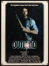 9c201 OUTLAND 30x40 '81 Sean Connery posing with shotgun is the only law on Jupiter's moon!