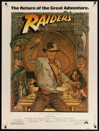 9c207 RAIDERS OF THE LOST ARK 30x40 R82 great art of adventurer Harrison Ford by Richard Amsel!