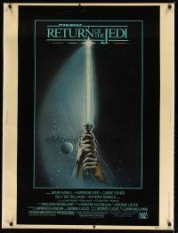 9c209 RETURN OF THE JEDI 30x40 '83 George Lucas classic, art of hands holding lightsaber!