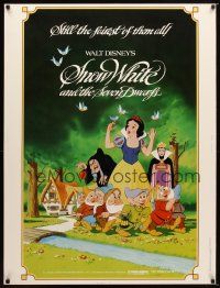 9c219 SNOW WHITE & THE SEVEN DWARFS 30x40 R83 Walt Disney animated cartoon fantasy classic!