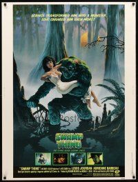 9c230 SWAMP THING 30x40 '82 Wes Craven, Richard Hescox art of him holding sexy Adrienne Barbeau!