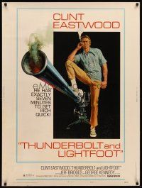 9c236 THUNDERBOLT & LIGHTFOOT style C 30x40 '74 artwork of Clint Eastwood with HUGE gun!