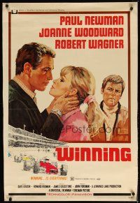 9c242 WINNING 30x40 '69 Paul Newman, Joanne Woodward, Indy car racing art by Howard Terpning!