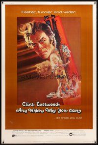 9c393 ANY WHICH WAY YOU CAN 40x60 '80 cool artwork of Clint Eastwood & Clyde by Bob Peak!