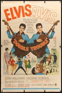9c418 DOUBLE TROUBLE 40x60 '67 cool mirror image of rockin' Elvis Presley playing guitar!