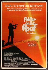 9c420 FIDDLER ON THE ROOF 40x60 R79 cool silhouette image of Topol on rooftop!