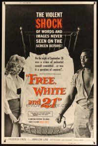 9c423 FREE, WHITE & 21 40x60 '63 interracial romance, Shock after Shock, bold beyond belief!