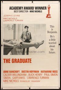 9c428 GRADUATE style A 40x60 '68 classic image of Dustin Hoffman & Anne Bancroft's sexy leg!