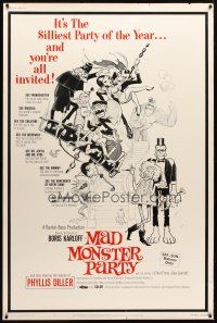 9c436 MAD MONSTER PARTY 40x60 '68 great artwork of animated Dracula, Mummy & Igor!
