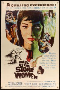 9c440 MILL OF THE STONE WOMEN 40x60 '63 see a beautiful girl become a petrified monster!
