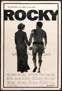 9c458 ROCKY 40x60 '77 Sylvester Stallone, Talia Shire, Burgess Meredith, boxing classic!