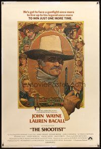 9c460 SHOOTIST 40x60 '76 best Richard Amsel artwork of cowboy John Wayne & cast!