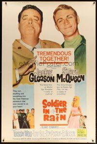 9c467 SOLDIER IN THE RAIN 40x60 '64 close-ups of misfit soldiers Steve McQueen & Jackie Gleason!