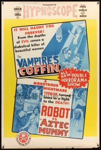 9c478 VAMPIRE'S COFFIN/ROBOT VS THE AZTEC MUMMY 40x60 '64 wacky double horrorama show!