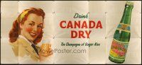 9c058 CANADA DRY GINGER ALE billboard '40s artwork of pretty woman w/beverage!