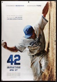 9c487 42 DS bus stop '13 baseball, cool image of Chadwick Boseman as Jackie Robinson sliding home!