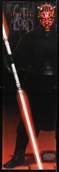 9c338 PHANTOM MENACE commercial poster '99 Star Wars, cool full-length image of Darth Maul!
