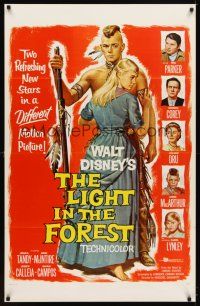 9c256 LIGHT IN THE FOREST 1sh '58 Disney, full-length art of Native American James MacArthur!
