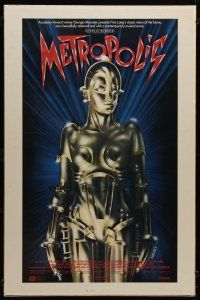 9c021 METROPOLIS int'l 1sh R84 Fritz Lang classic, Girogio Moroder, art of female robot by Nikosey!