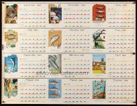 9c367 1961 FISHING GUIDE CALENDAR uncut wall calendar '61 cool images of fish & wild game!