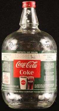 9c037 COCA-COLA BEVERAGE SYRUP JUG one gallon glass jug '60s for theater fountain use!
