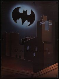 9c350 BATMAN SIGNAL special 36x48 '90s cool artwork of bat wing symbol over Gotham City!