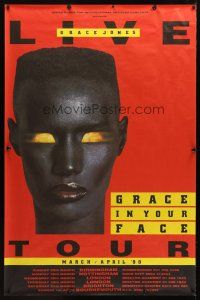 9c355 GRACE JONES 39x60 English music poster '90 on her live tour, Grace in Your Face, wild image!