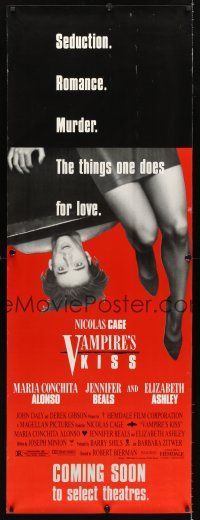 9c311 VAMPIRE'S KISS special 24x66 '88 wacky image of young Nicolas Cage!