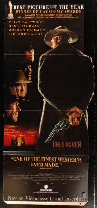9c010 UNFORGIVEN video standee '92 life-size gunslinger Clint Eastwood with his back turned!