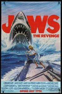 9c276 JAWS: THE REVENGE half subway '87 art of shark attacking ship, this time it's personal!