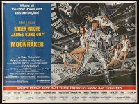 9c302 MOONRAKER subway poster '79 art of Roger Moore as James Bond & sexy space babes by Goozee!
