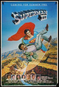 9c262 SUPERMAN III printer's test advance 1sh '83 art of Reeve flying with Richard Pryor by Salk!