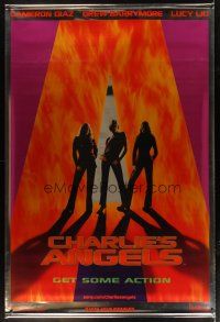 9c542 CHARLIE'S ANGELS vinyl banner '00 sexy image of Cameron Diaz, Drew Barrymore & Lucy Liu!