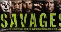 9c559 SAVAGES vinyl banner '12 cool portraits of top cast, drug thriller directed by Oliver Stone!