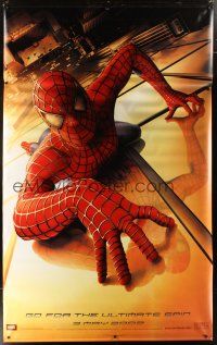 9c562 SPIDER-MAN vinyl banner '02 Tobey Maguire crawling up wall, Marvel Comics!