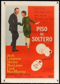 9d125 APARTMENT linen Argentinean '60 Billy Wilder, art of Jack Lemmon & Shirley MacLaine!