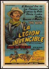 9d131 SHE WORE A YELLOW RIBBON linen Argentinean R50s art of John Wayne, John Ford classic!