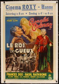 9d150 IF I WERE KING linen pre-War Belgian '38 different artwork of Ronald Colman & Frances Dee!