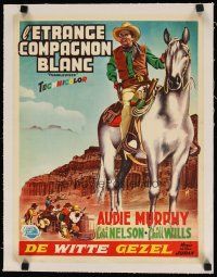 9d182 TUMBLEWEED linen Belgian '53 different Bos art of cowboy Audie Murphy on horseback!