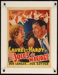 9d183 TWICE TWO linen Belgian R50s wacky art of Stan Laurel & Oliver Hardy, Hal Roach