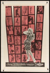 9d206 BELLBOY & THE PLAYGIRLS linen 1sh '62 sexy 3D June Wilkinson, Coppola, cool film strip design