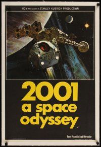 9d083 2001: A SPACE ODYSSEY linen English double crown '68 Kubrick, art of space pod by Bob McCall!