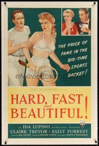9d266 HARD, FAST & BEAUTIFUL linen 1sh '51 Ida Lupino, art of sexy tennis player Sally Forrest!