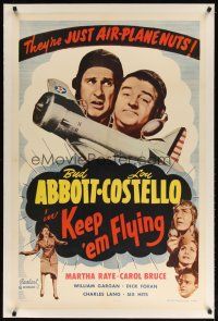 9d287 KEEP 'EM FLYING linen 1sh R53 Bud Abbott & Lou Costello, just air-plane nuts!
