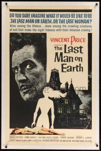 9d292 LAST MAN ON EARTH linen 1sh '64 AIP, Vincent Price is among the lifeless, Reynold Brown art!