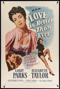 9d300 LOVE IS BETTER THAN EVER linen 1sh R62 Larry Parks & 3 great images of sexy Elizabeth Taylor!