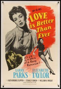 9d299 LOVE IS BETTER THAN EVER linen 1sh '52 Larry Parks + 3 great images of sexy Elizabeth Taylor!