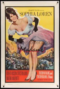 9d302 MADAME SANS GENE linen 1sh R63 wonderful art of super sexy Sophia Loren in low-cut dress!