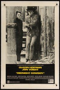 9d310 MIDNIGHT COWBOY linen 1sh '69 Dustin Hoffman, Jon Voight, John Schlesinger classic!