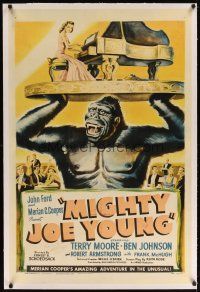 9d311 MIGHTY JOE YOUNG linen signed style B 1sh '49 by special effects man Marcel Delgado!